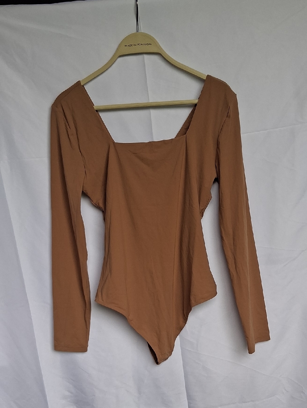 Quince Second Skin Square Neck Long Sleeve Bodysuit Mocha L